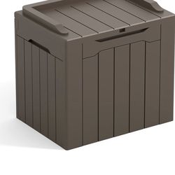  31 Gallon Resin Deck Box All Weather Outdoor Storage Boxes for Patio Furniture Set,Outdoor Toys,Garden Tools,Brown