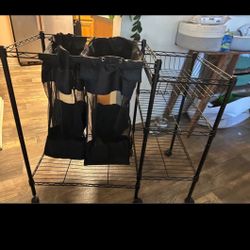 Double Mesh Bag Hamper With 3 Shelves 