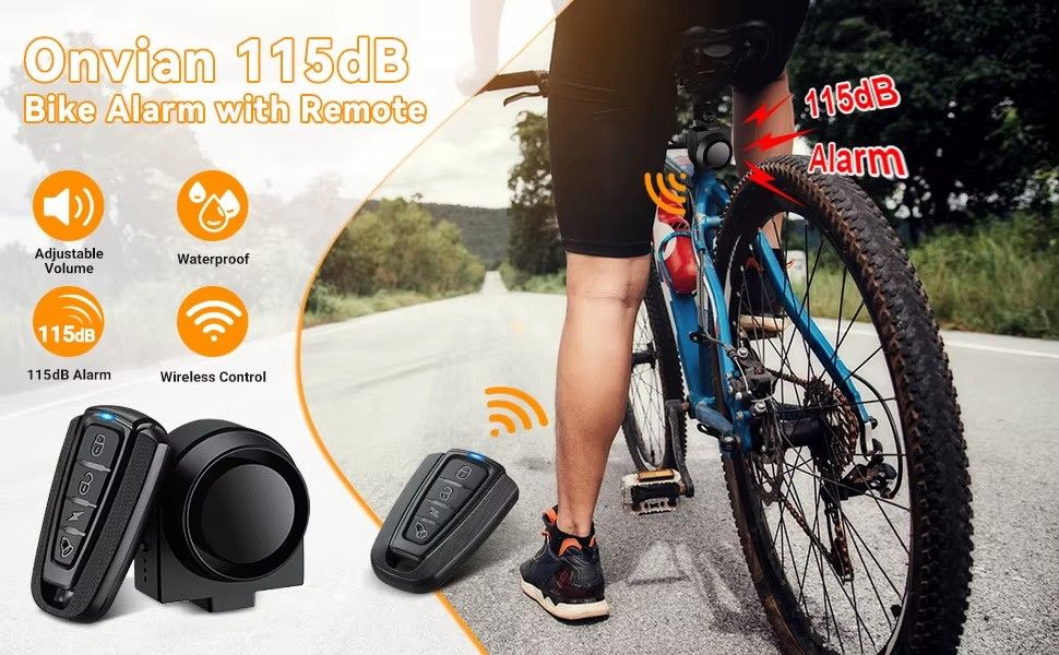 Rechargeable Bicycle Motion Alarm USB Remote Control 110 dB Bike Motorcycle