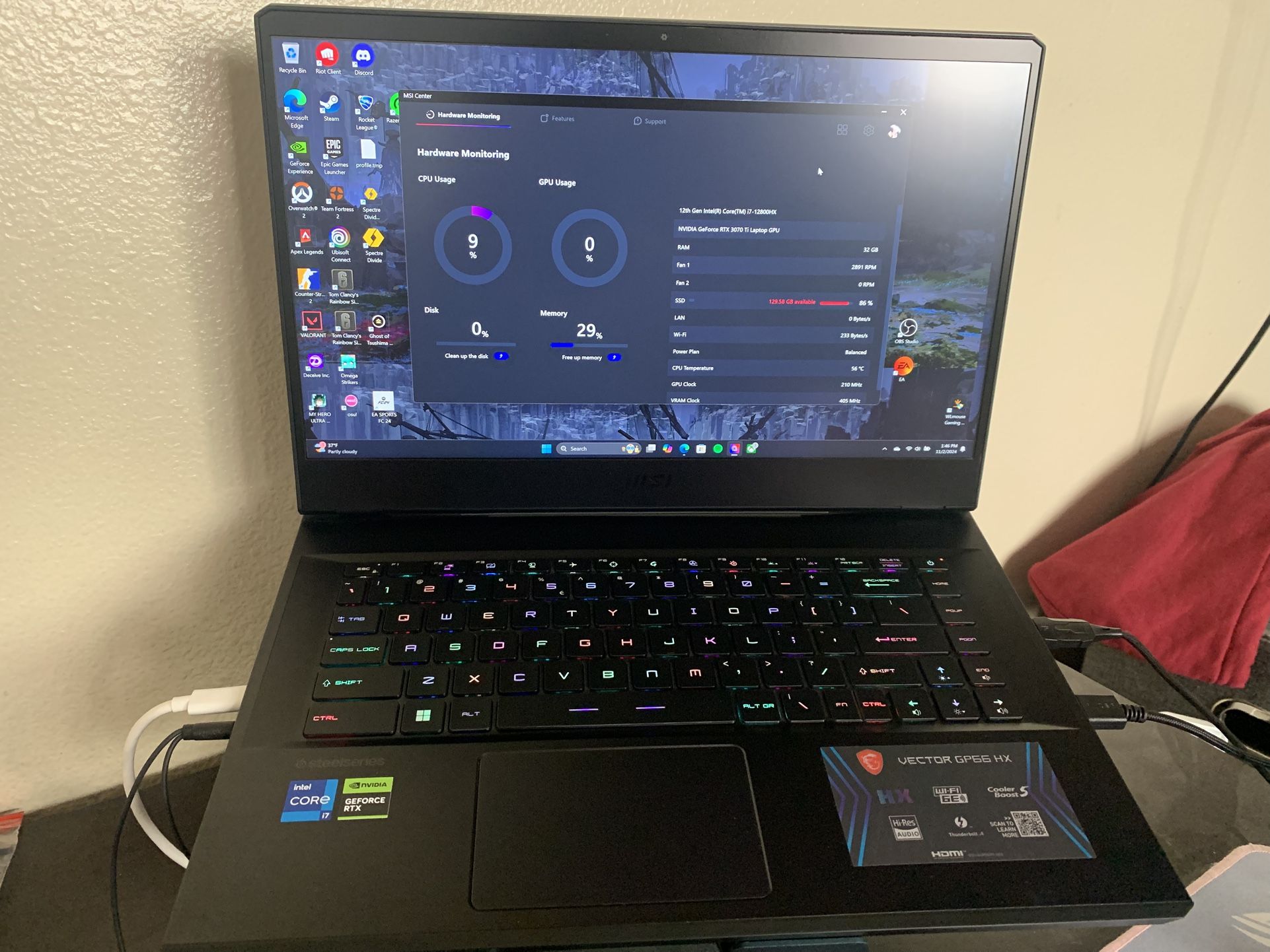 Gaming Laptop rtx 3070ti CPU I7-12800HX