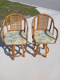 Boho Natural Rattan Swivel Barstools