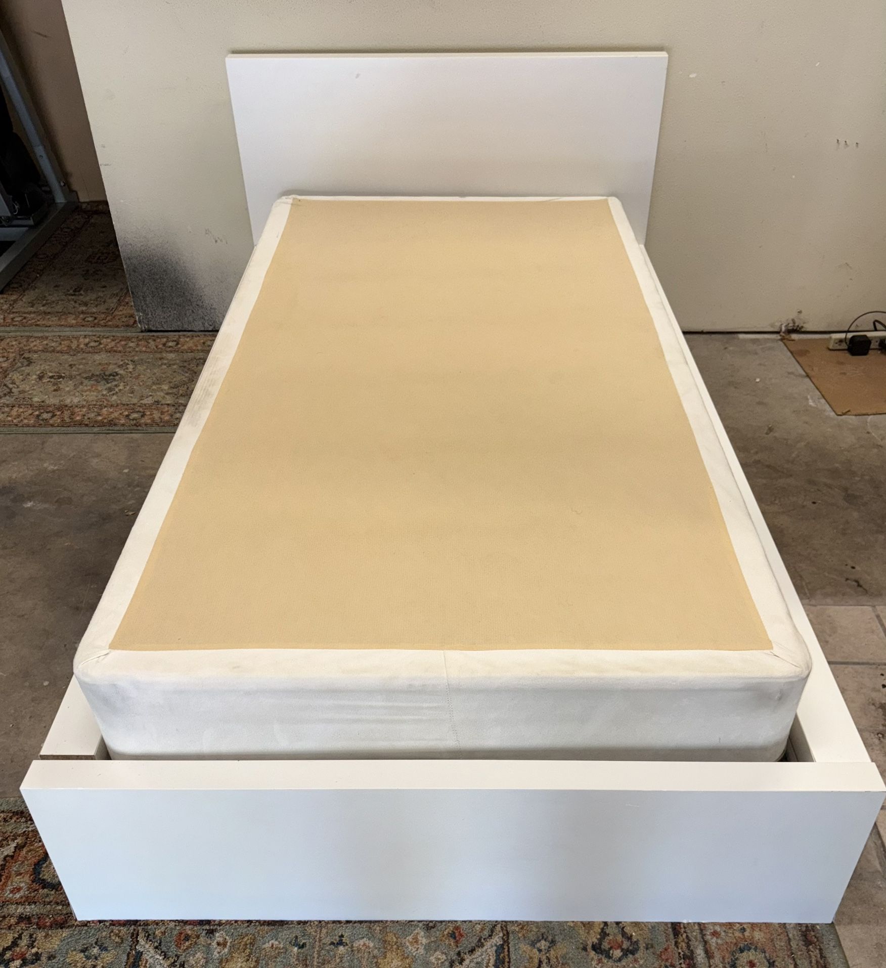 Twin Size White IKEA Malm Bed Frame w/ Seude Box Spring *Delivery Available*