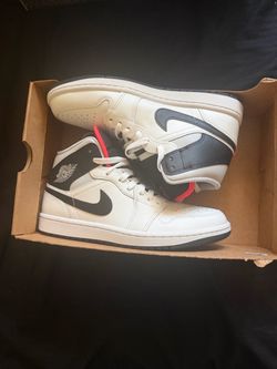 Air Jordan 1 Mid White Black Red Sneakers