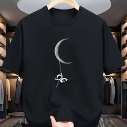 Men's Casual Graphic T-Shirt - Stretch Polyester-Spandex Blend, Lightweight 180g