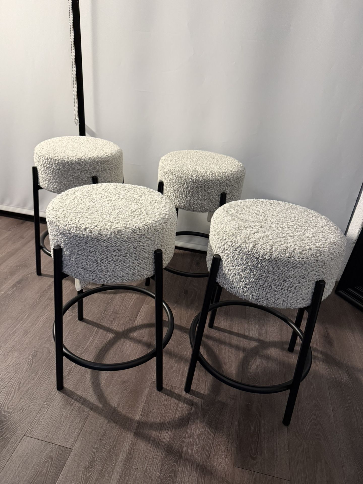 4 Bouclé Counter Height Stools