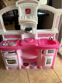 Pink play kitchen