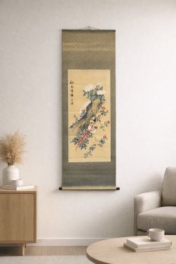 Chinese Hanging Scroll Painting – Hand‑Painted – Bird & Flower Art