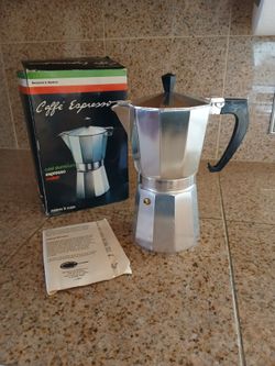 Vintage 1983 6 Cup Aluminum Caffe Espresso Maker Benjamin & Medwin Orig. Box & Instructions Made in Portugal ~ New in Box
