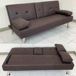 New $155 Sofa Bed Futon Convertible Folding Recliner Couch Furniture 65x30x31” Cup Holder 