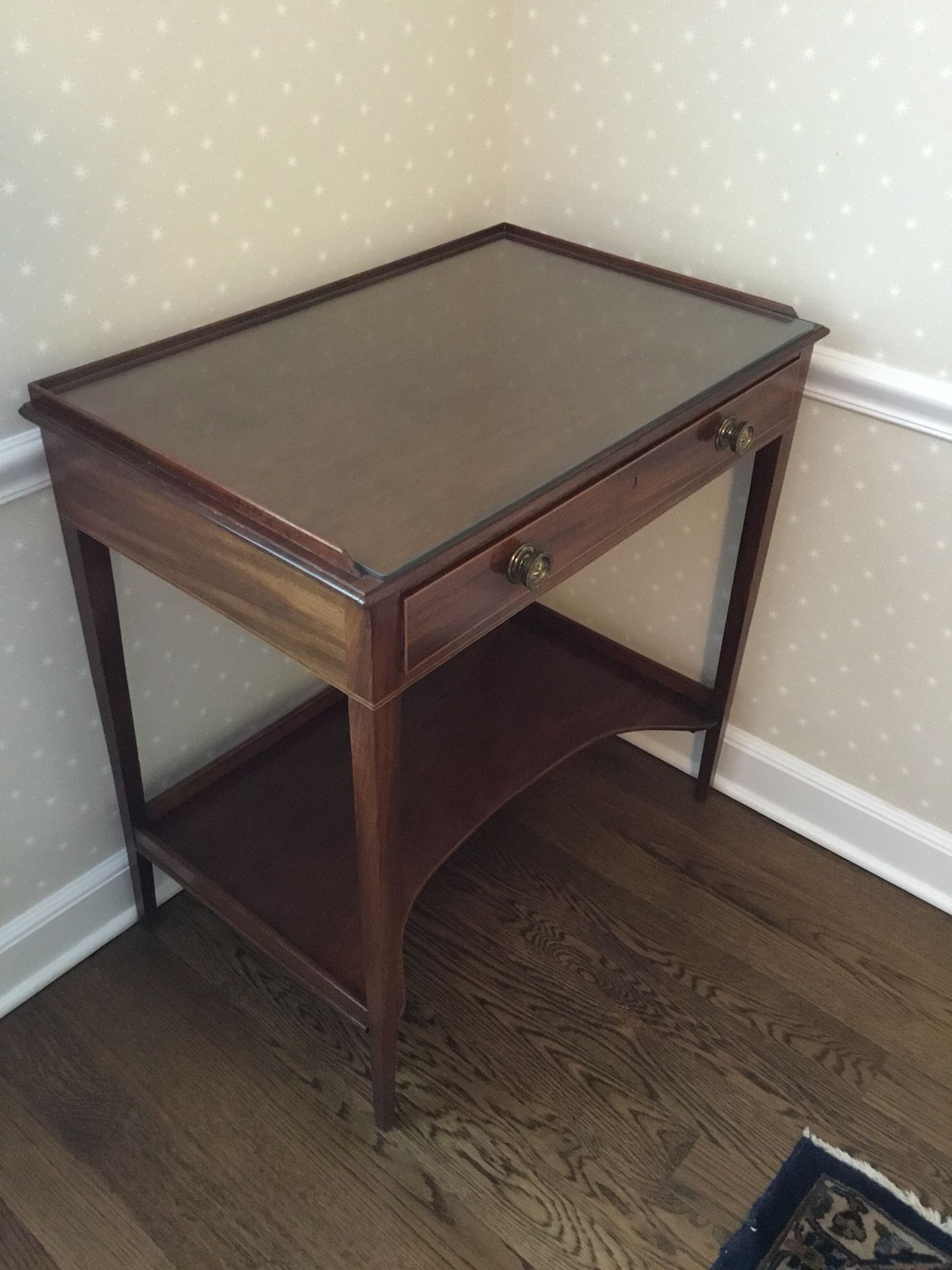 Walnut Writing Desk with Glass Top