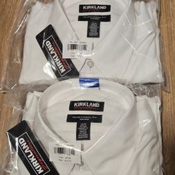 Kirkland Signature Men's White Button Down Dress Shirt 
