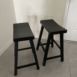 Wooden Dining Stools (Black)