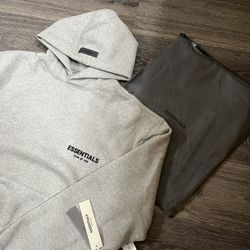 GREY ESSENTIALS HOODIE