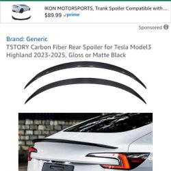 Tesla model 3 highland carbon fiber spoiler