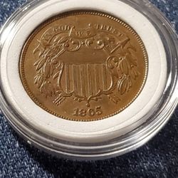 CB3SX630 CIVIL WAR ERA UNCIRCULATED 1865 2 CENT PIECE SUPER HIGH GRADE! NEARLY PERFECT 
