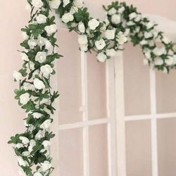 6 Pcs /Artificial Flowers Rose Vine Wedding Site Decoration Home Bedroom, Living Room, Bathroom Wall Hanging Decoration Materials Outd