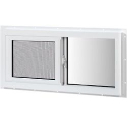 Vinyl Basement Slider Window 32x14 Double Pane Tempered Glass Replacement Window White