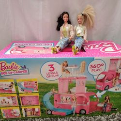 BARBIE POP-UP Camper WITH 2 Barbies NEW $50