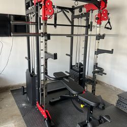 Smith Machine 200 | Adjustable Bench | 245lb Cast Iron Olympic Weights | 7ft Olympic Bar | Fitness | Gym Equipment | FREE DELIVERY/INSTALLATION 🚚 🛠️