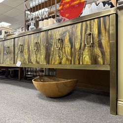 Vintage mid century modern brass Mastercraft credenza