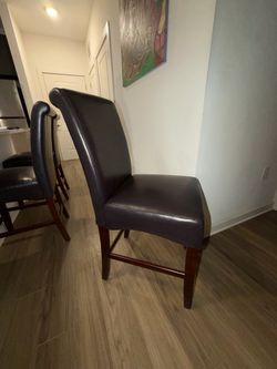 Set 3 of Faux Leather Scroll back Bar Stools