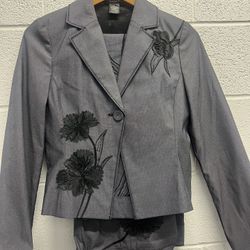Arden B. Charcoal Gray Pant Suit With Black Embellishments