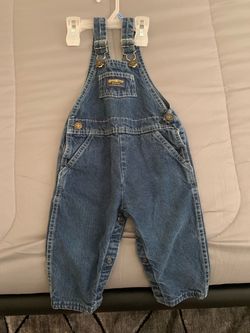 Vtg 1980s OshKosh B'gosh Denim Baby Overalls Union Made USA Paper Tag 24 MOS