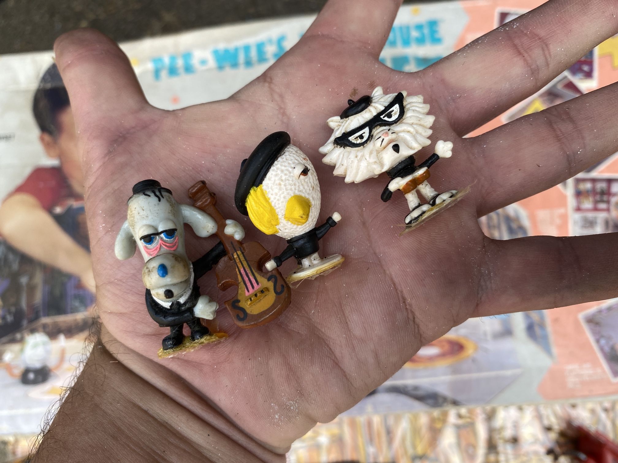 Pee Wee Playhouse : Collectable “ Dirty Dog “ , Chicky Baby “ “ Kool Kat “ Figure Set 