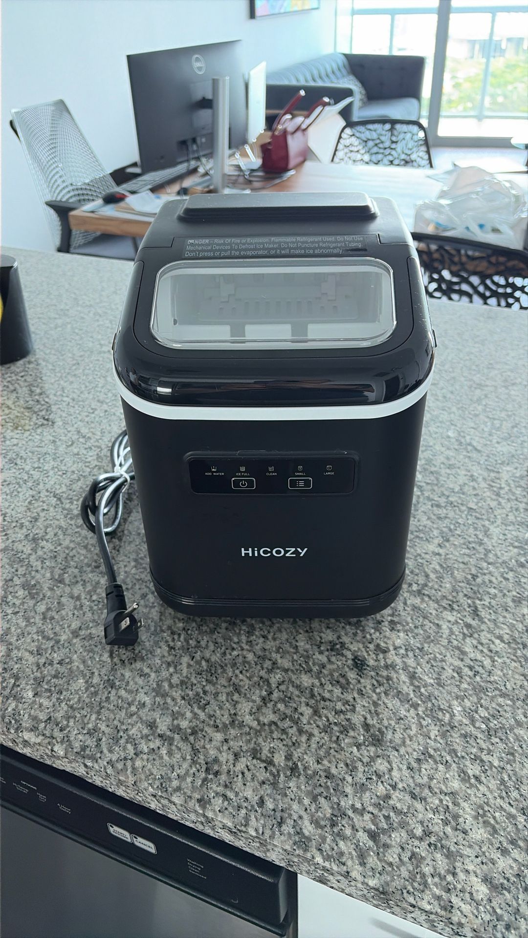 Hicozy Countertop Ice Maker with Handle, Ice in 6Mins, 26 lbs/Day,Portable Ice Maker Machine with Self-Cleaning