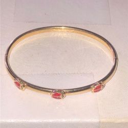 14k gold baby ladybug bangle bracelet