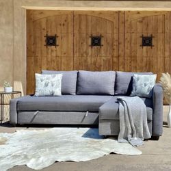 Gray Modern Friheten 90” Sleeper Sectional Sofa with Reversible Storage Chaise