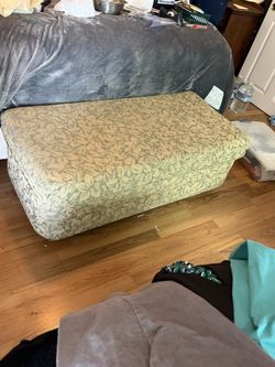 Green Oversized ottoman—more specifically, it looks like a large upholstered ottoman/bench