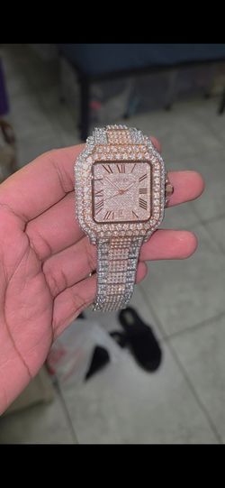 Iced out Moissanite watch