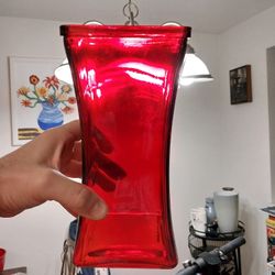 Vintage Large Heavy Ruby Red Glass 8 And 1/2 In Tall Vase