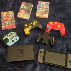 Nintendo Switch Complete Bundle - Console, 4 Controllers, 3 Games