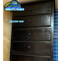 Pinewood Black Five Drawer Dresser Chest Cómoda Nueva 