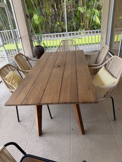 Outdoor Wood Dining Table and 6 Chairs