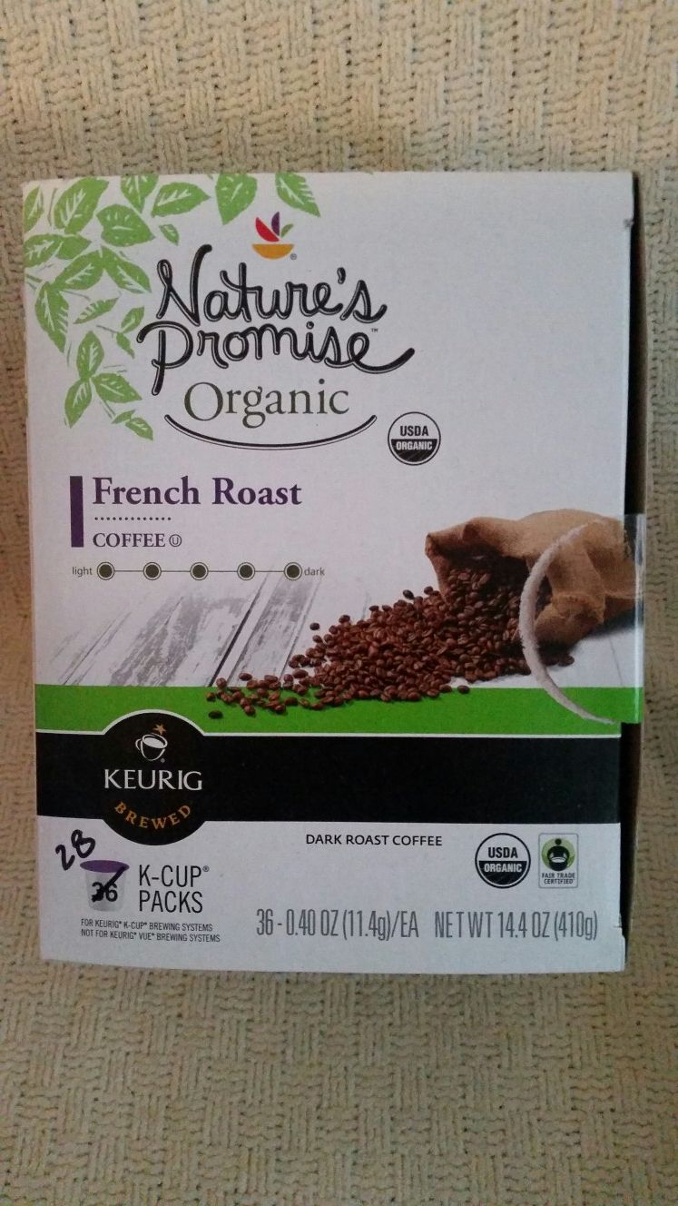 Nature's Promise Organic French Roast Keurig K-cups, 28 in the box.