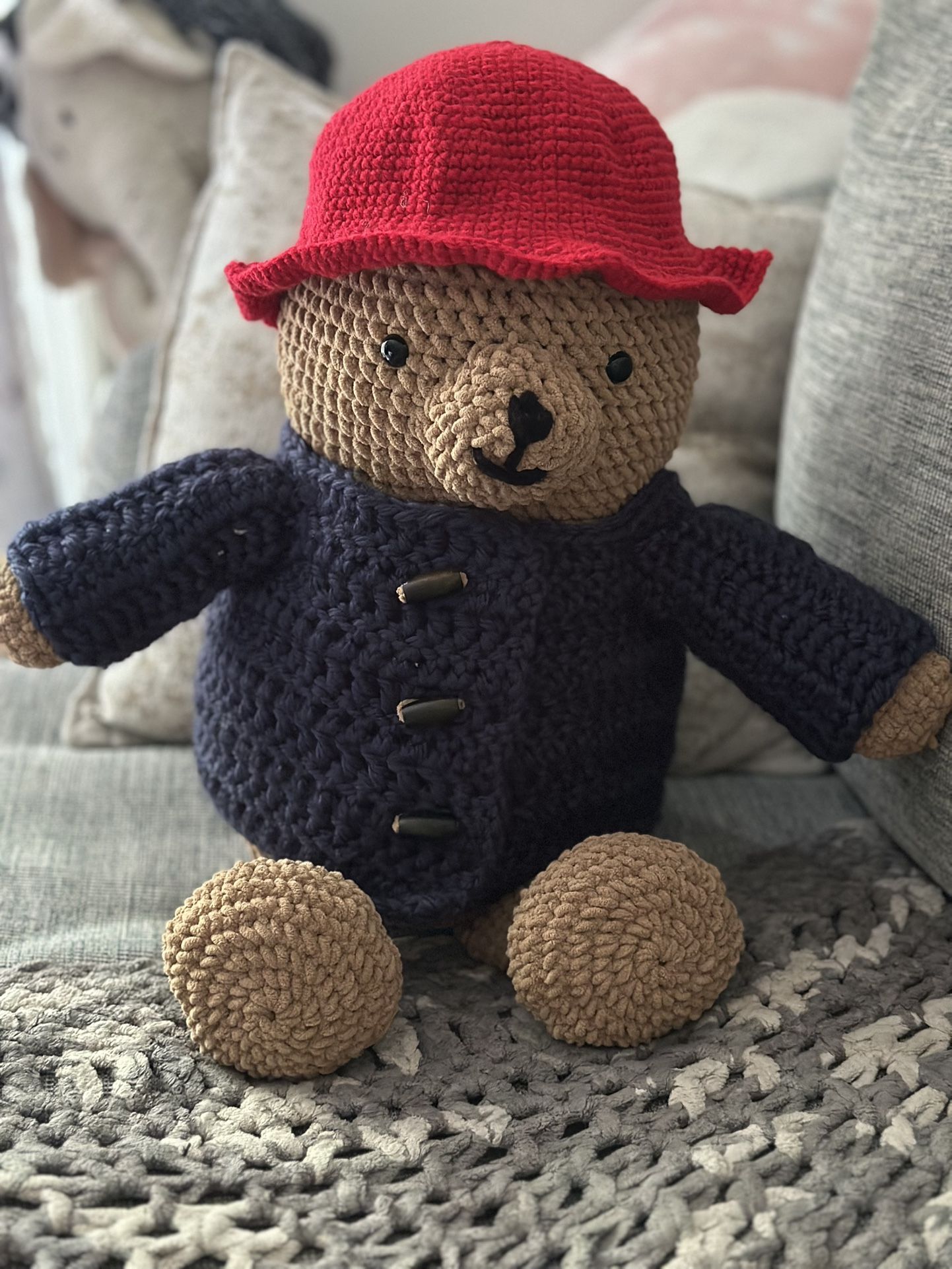 Hand-Crocheted Paddington-Inspired Teddy Bear – 
