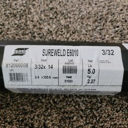 ESAB Sureweld E6010 Stick Electrodes — 1/8in. Dia. x 14in.L, 5-Lb. Tube, Model# (contact info removed)24