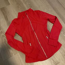 Lululemon Jacket Full Zip Red with Gold Zipper Women Size 4