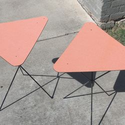 RARE  1950s Atomic Triangle Side Tables.