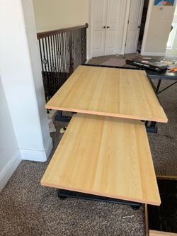 Height Adjustable Drafting Table w/ Storage Drawers, Side Tray & Stool — Excellent Condition!