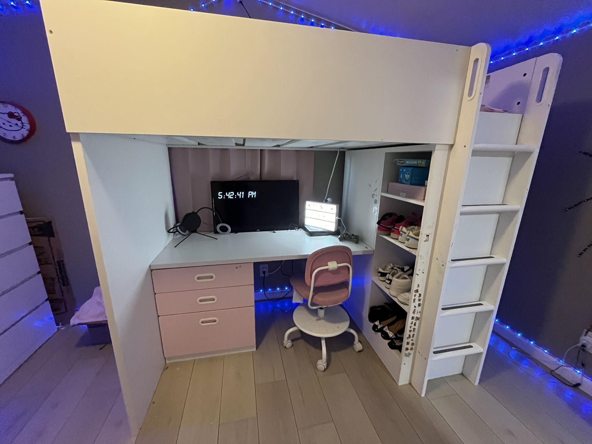 Pink And White Loft Bed