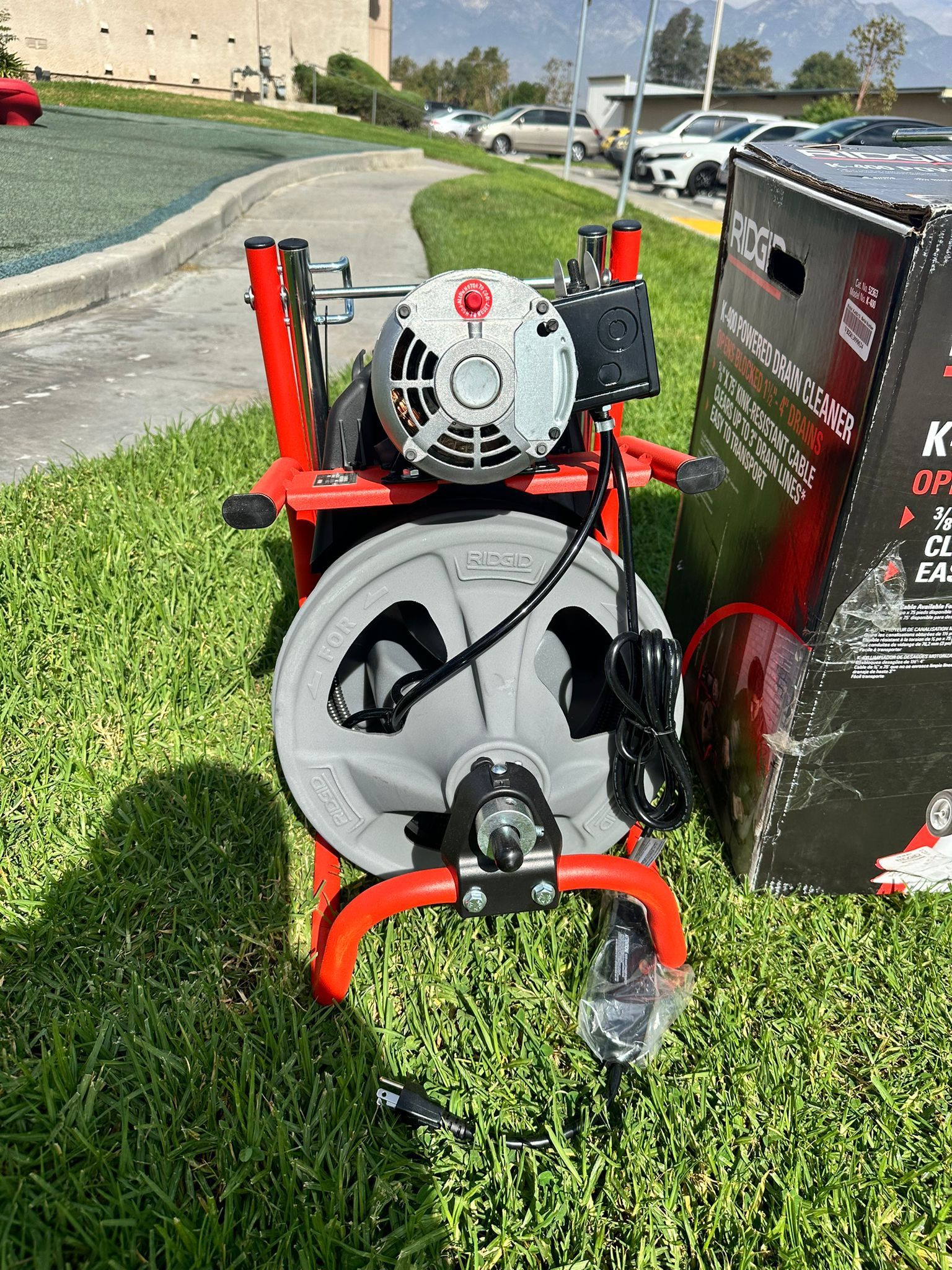Ridgid K-400 AutoFeed Drain Cleaning Snake Auger 120-Volt Drum Machine and C-32IW 3/8 in. x 75 ft. Cable + Tool Set & Gloves