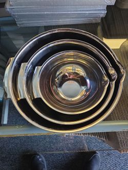 Set Of 3 Crate & Barrel Stainless Steel Mixing Bowls 🥣