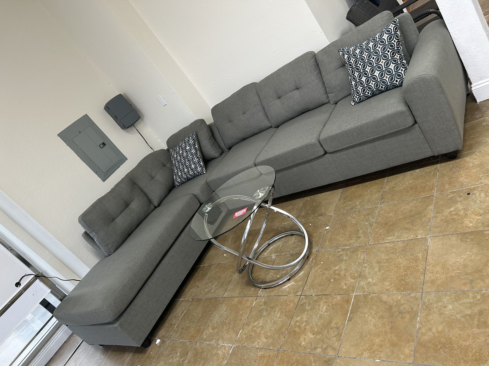 Spacious Sectional Couch With Throw Pillows
