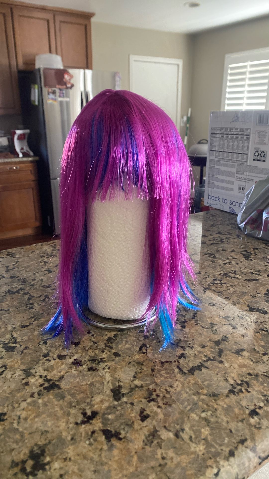 Bob, purple and blue wig