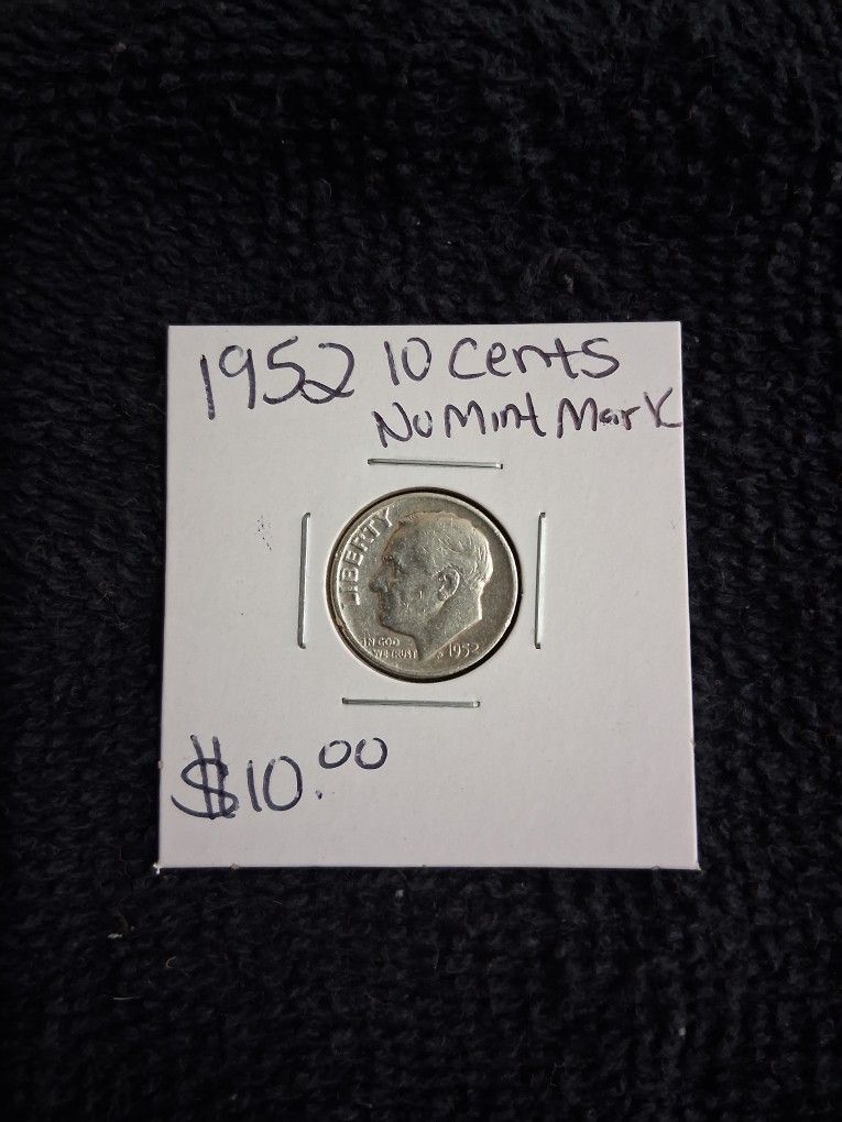 1952 SILVER Dime NO MINT MARK