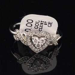 10KT White Gold Heart Diamond Ring 2.50g Size 7 174692/11